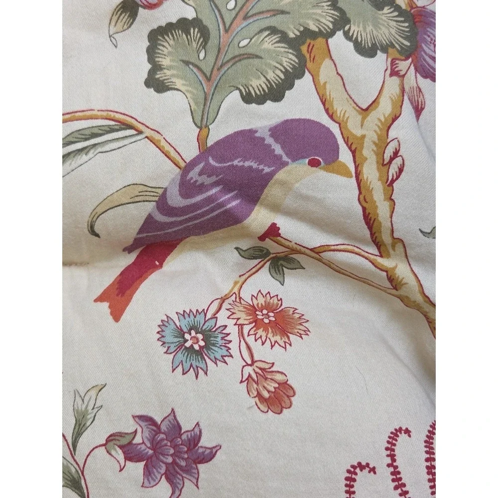 Waverly‎ Jacobean Floral Bird Reverse Stripe King Comforter 